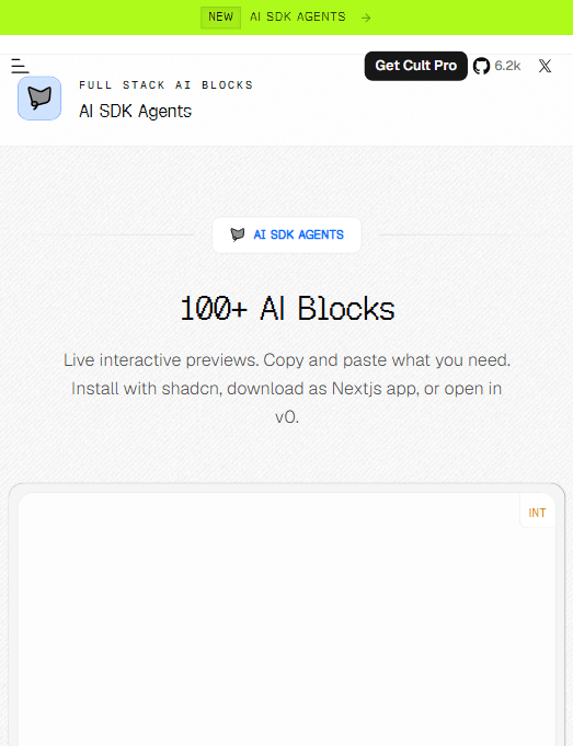 Cult UI 的 AI Blocks 区:100+ 全栈 AI 应用模板