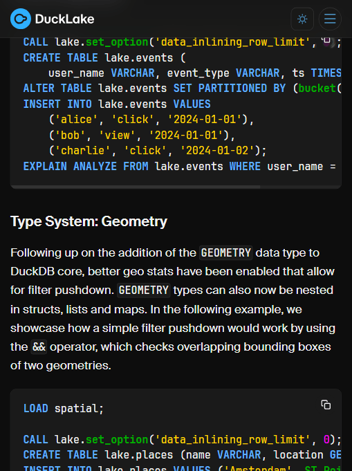 类型系统:GEOMETRY 类型支持过滤下推与嵌套