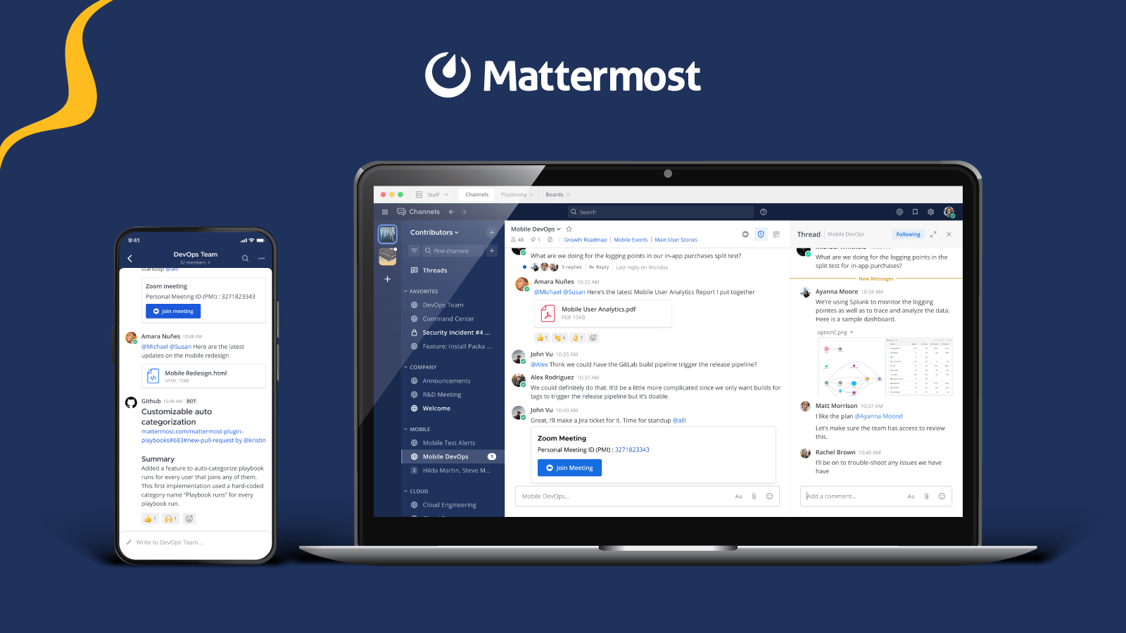 Mattermost 跨端协作与事故响应 Playbook 界面（官方产品图）