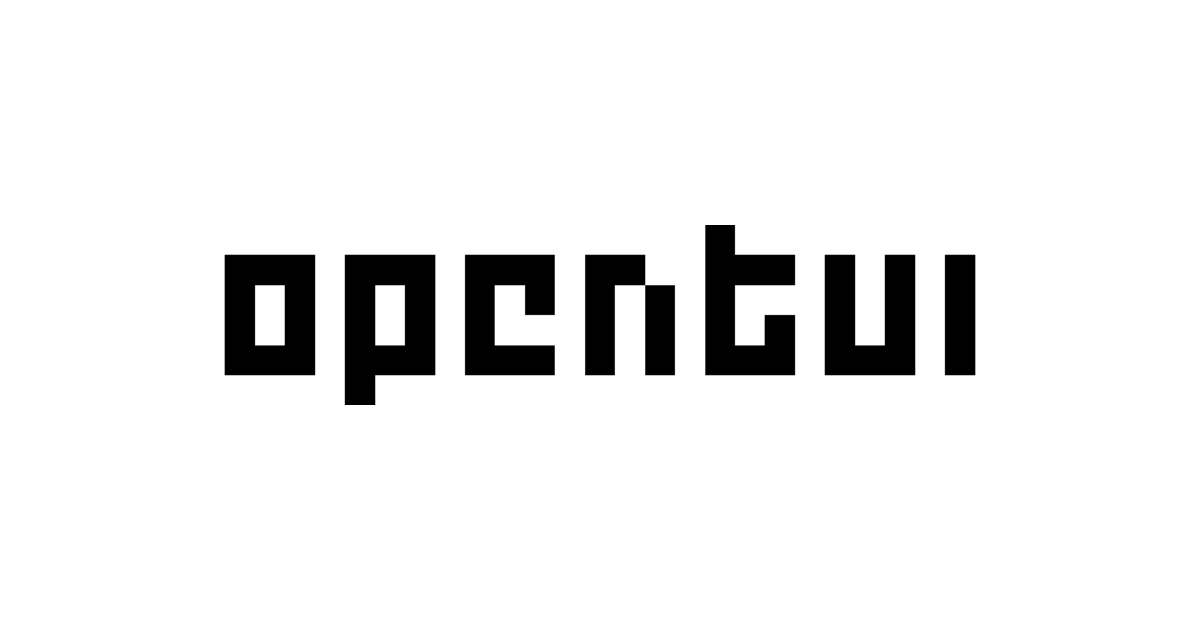 OpenTUI 官方社交卡片:极简黑白 "opentui" 字标