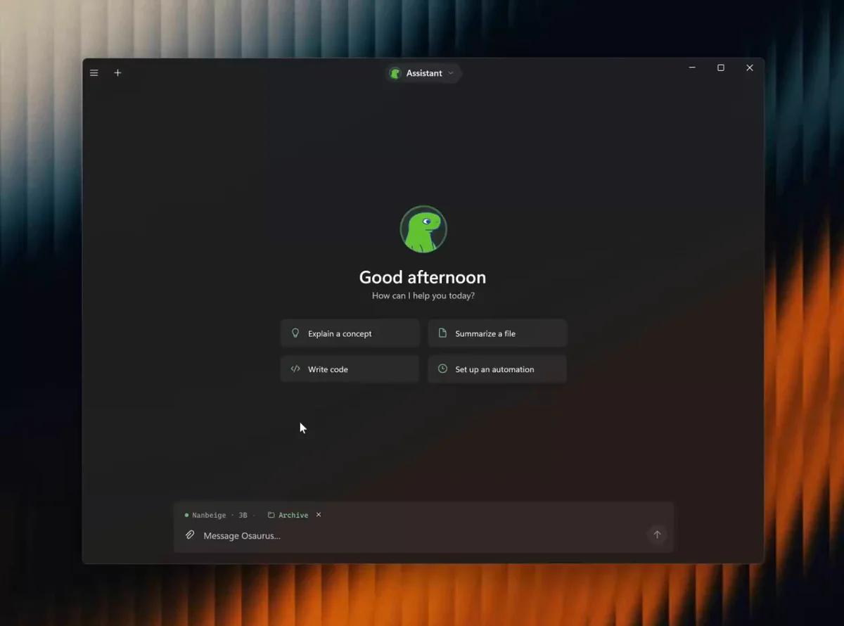 Osaurus Windows 版界面(Beta)