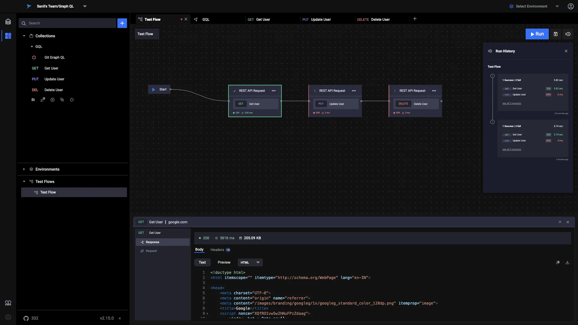 Sparrow API 测试工具：用 Svelte Flow 编排 GET/PUT/DELETE 请求流并展示运行历史