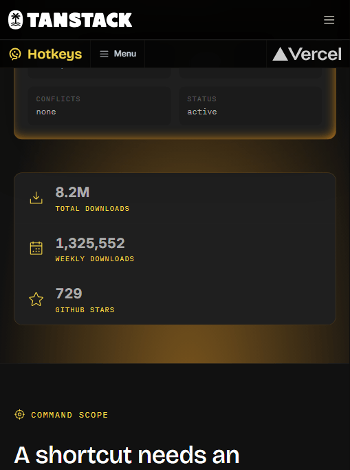 Hotkeys 的作用域模型：global 负责导航与全局命令，workspace（G 然后 D、Mod+P）只在项目内有意义，modal（Enter/Escape）是对话框打开时临时获得最高优先级的作用域