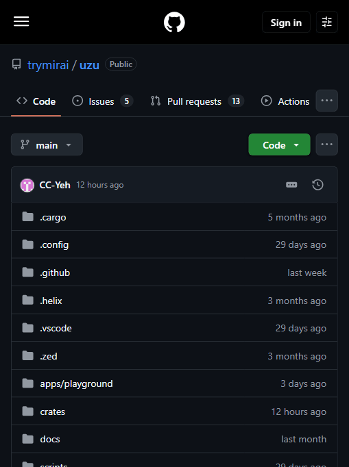 trymirai/uzu 仓库主页:Rust 编写的高性能推理引擎,提交活跃到数小时内